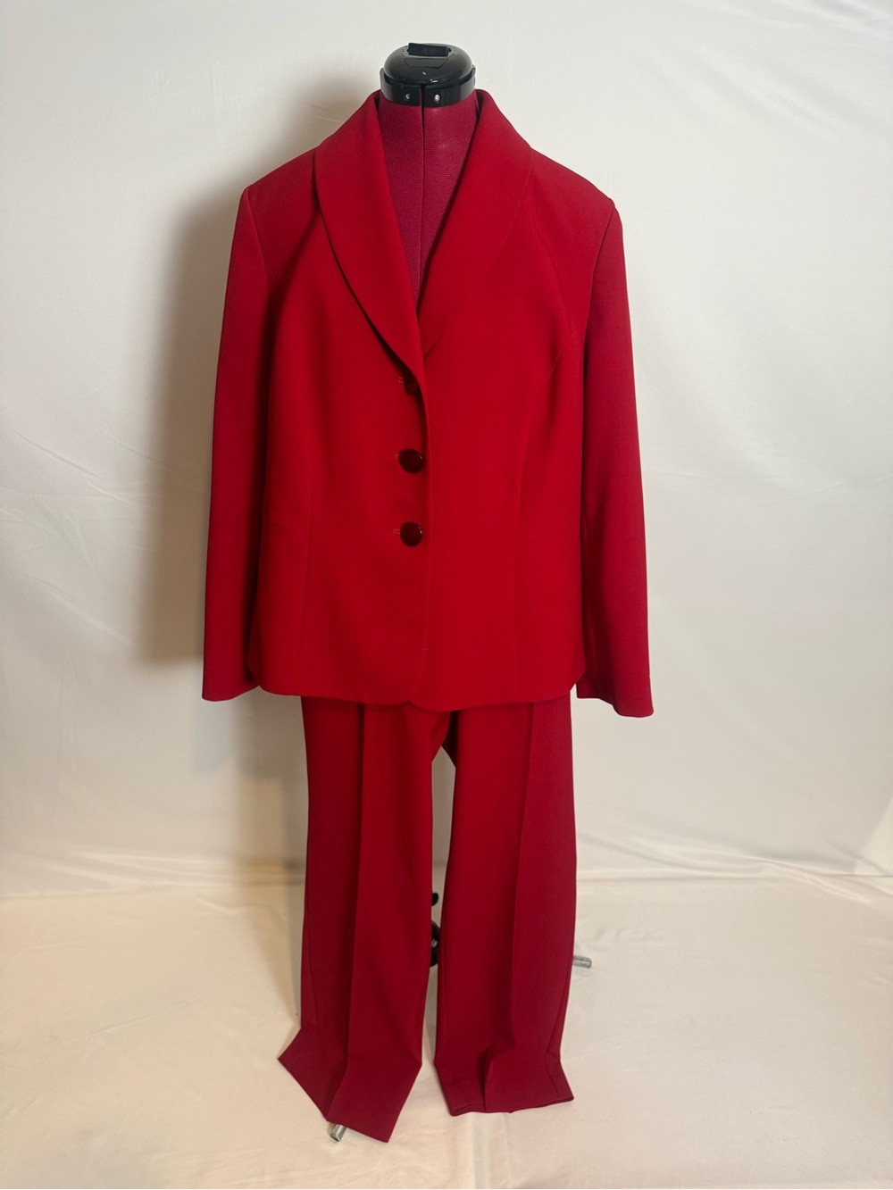 Kasper Pantsuit Women's Size 14W/12 Red 2-Piece Set Blazer & Pants